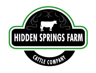 Hidden Springs Farm Cattle Company logo design - 48HoursLogo.com