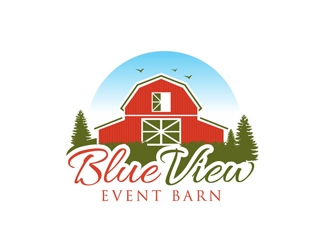 Blue View Event Barn logo design by DreamLogoDesign