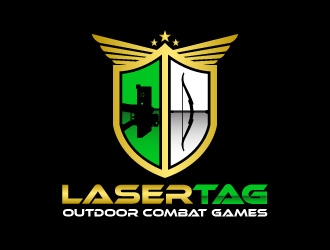 Lasertag Outdoor Combat Games logo design by harrysvellas