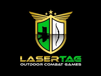 Lasertag Outdoor Combat Games logo design by harrysvellas