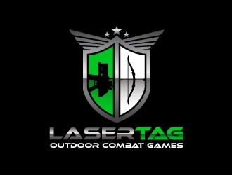 Lasertag Outdoor Combat Games logo design by harrysvellas