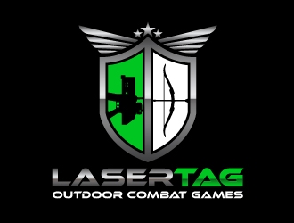 Lasertag Outdoor Combat Games logo design by harrysvellas