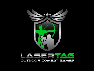 Lasertag Outdoor Combat Games logo design by harrysvellas