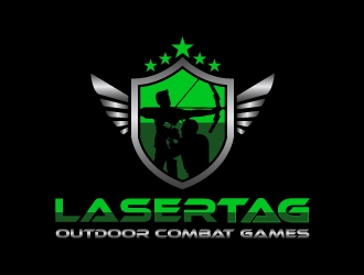 Lasertag Outdoor Combat Games logo design by harrysvellas