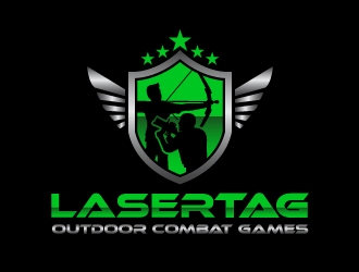 Lasertag Outdoor Combat Games logo design by harrysvellas