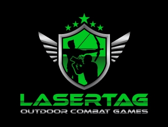 Lasertag Outdoor Combat Games logo design by harrysvellas