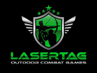 Lasertag Outdoor Combat Games logo design by harrysvellas