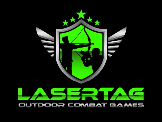 Lasertag Outdoor Combat Games logo design by harrysvellas