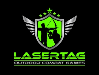 Lasertag Outdoor Combat Games logo design by harrysvellas