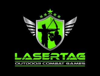 Lasertag Outdoor Combat Games logo design by harrysvellas