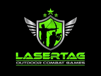 Lasertag Outdoor Combat Games logo design by harrysvellas