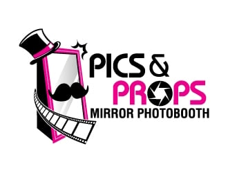 Pics & Props Mirror Photobooth  logo design by jaize