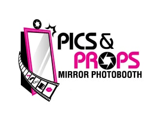 Pics & Props Mirror Photobooth  logo design by jaize