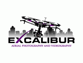 EXCALIBUR  aerial photography and videography  logo design by torresace