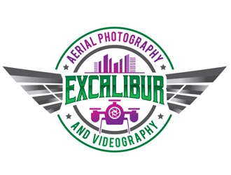 EXCALIBUR  aerial photography and videography  logo design by logoguy