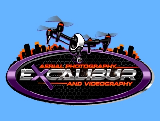 EXCALIBUR  aerial photography and videography  logo design by aRBy