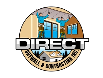 Direct Drywall & Contracting Inc. logo design by DreamLogoDesign