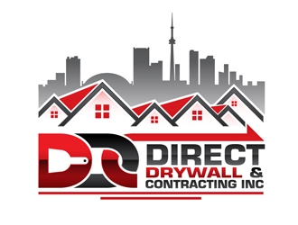 Direct Drywall & Contracting Inc. logo design by DreamLogoDesign