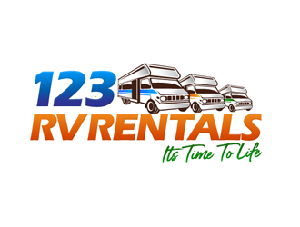 123 RV RENTALS logo design by megalogos