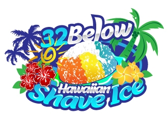 32 below hawaiian shave ice logo design by Dakouten