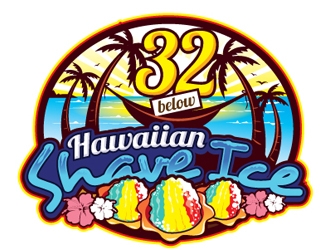 32 below hawaiian shave ice logo design by gogo