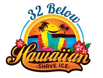 32 below hawaiian shave ice logo design by gogo