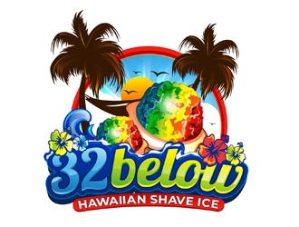 32 below hawaiian shave ice logo design by DreamLogoDesign