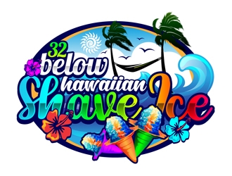 32 below hawaiian shave ice logo design by DreamLogoDesign