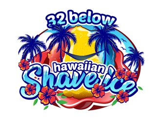 32 below hawaiian shave ice logo design by DreamLogoDesign