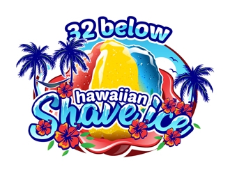 32 below hawaiian shave ice logo design by DreamLogoDesign