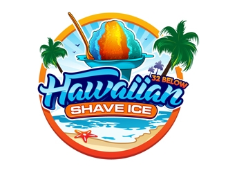 32 below hawaiian shave ice logo design by DreamLogoDesign