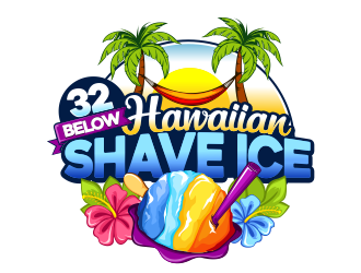 32 below hawaiian shave ice logo design by veron