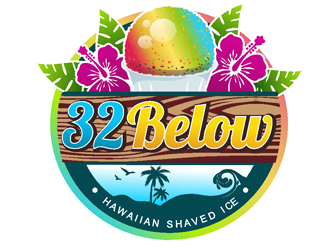 32 below hawaiian shave ice logo design by coco