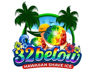 32 below hawaiian shave ice logo design by DreamLogoDesign