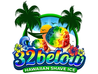 32 below hawaiian shave ice logo design by DreamLogoDesign