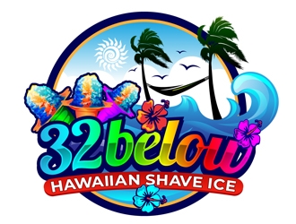 32 below hawaiian shave ice logo design by DreamLogoDesign