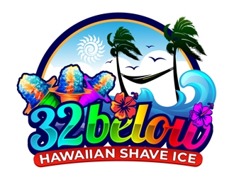 32 below hawaiian shave ice logo design by DreamLogoDesign