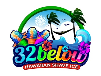 32 below hawaiian shave ice logo design by DreamLogoDesign