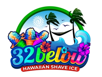 32 below hawaiian shave ice logo design by DreamLogoDesign