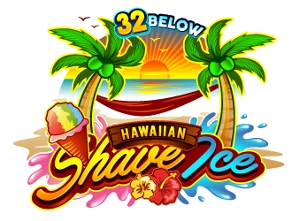 32 below hawaiian shave ice logo design by REDCROW