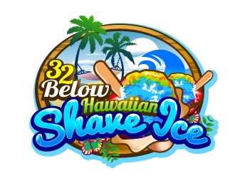 32 below hawaiian shave ice logo design by aRBy