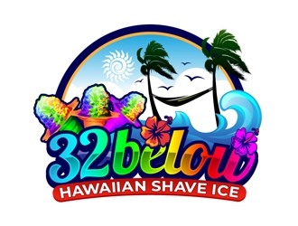 32 below hawaiian shave ice logo design by DreamLogoDesign