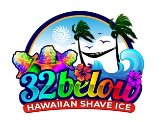 32 below hawaiian shave ice logo design by DreamLogoDesign