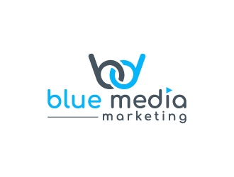 BLUE MEDIA Marketing logo design by wongndeso