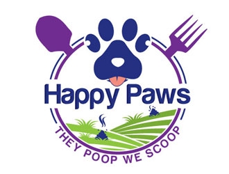 Happy Paws They Poop We Scoop logo design by logoguy