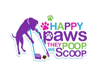 Happy Paws They Poop We Scoop logo design by DreamLogoDesign