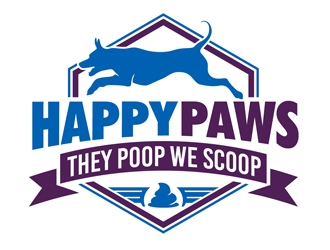 Happy Paws They Poop We Scoop logo design by DreamLogoDesign