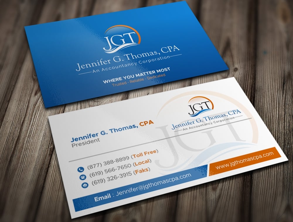 Jennifer G. Thomas, CPA An Accountancy Corporation logo design by Kindo