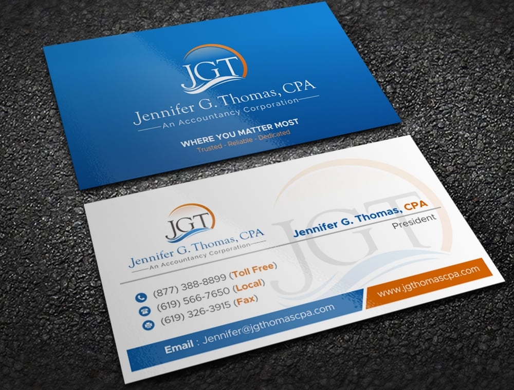 Jennifer G. Thomas, CPA An Accountancy Corporation logo design by Kindo