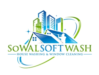 SoWal Soft Wash                House Washing & Window Cleaning logo design by DreamLogoDesign